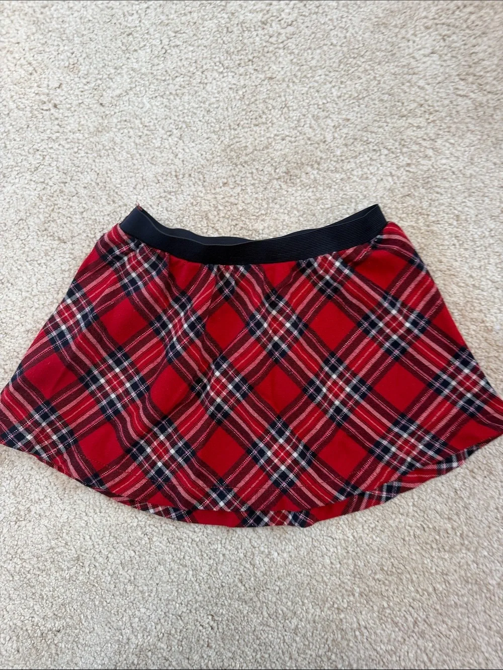 H&M Kids Red Plaid Skater Skirt with Black Waistband